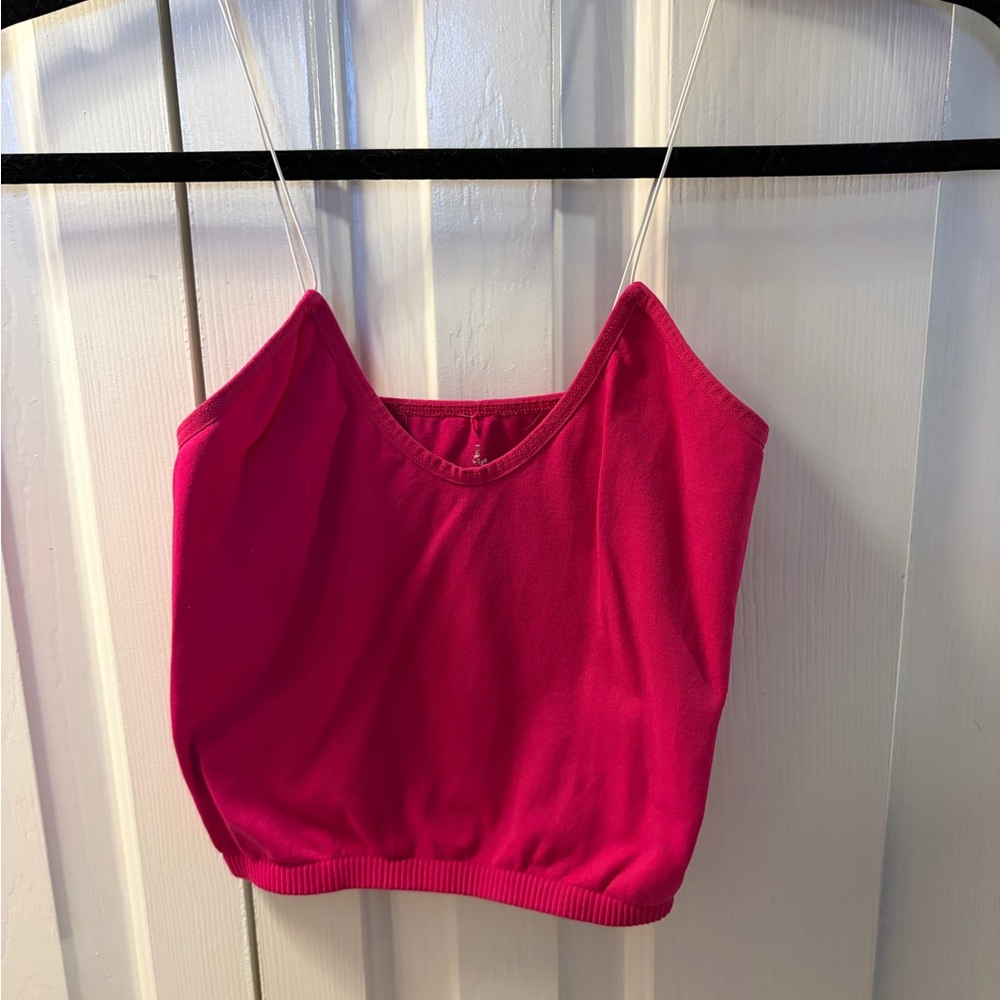 Free People Hot Pink Cropped Spaghetti Strap Cami